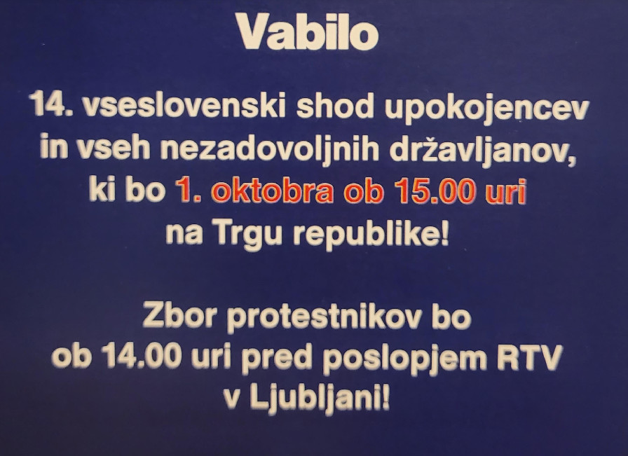 Načrt za 14. vseslovenski protest GLAS UPOKOJENCEV